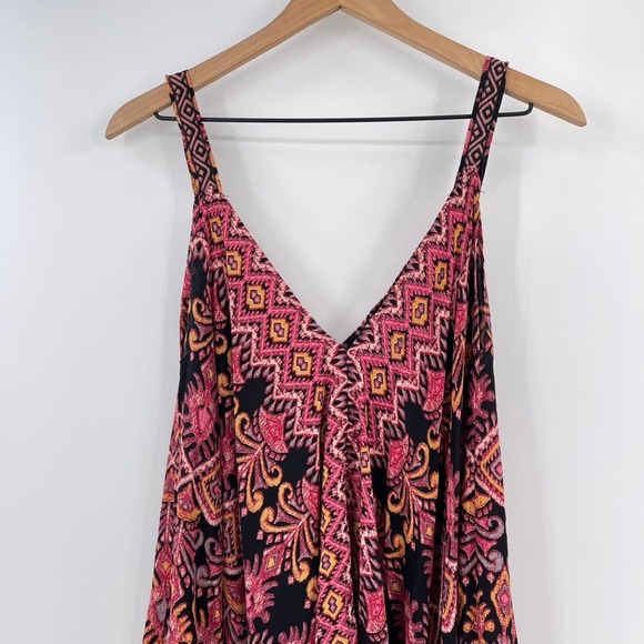 Angie Jumpsuit Womens Small Black Pink Harem Bohemian Wide Leg Sleeveless Boho - Picture 2 of 10